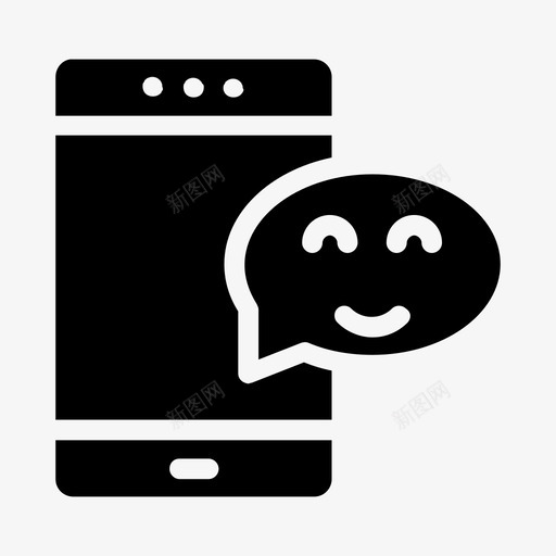 笑脸气泡消息图标svg_新图网 https://ixintu.com 气泡 消息 电话 移动 笑脸 网络通信线路和字形图标