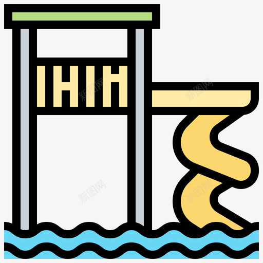 滑梯水上公园21线性颜色图标svg_新图网 https://ixintu.com 公园 水上 滑梯 线性 颜色