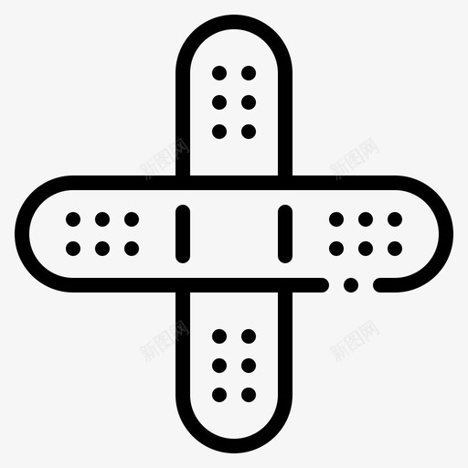 石膏绷带十字架图标svg_新图网 https://ixintu.com 医疗用品 医院 十字架 工具 石膏 绷带 轮廓