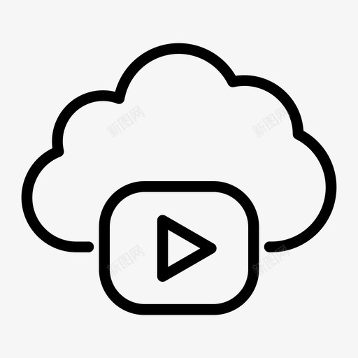 云视频云计算播放图标svg_新图网 https://ixintu.com 云计算 图标 大纲 播放 播放器 视频