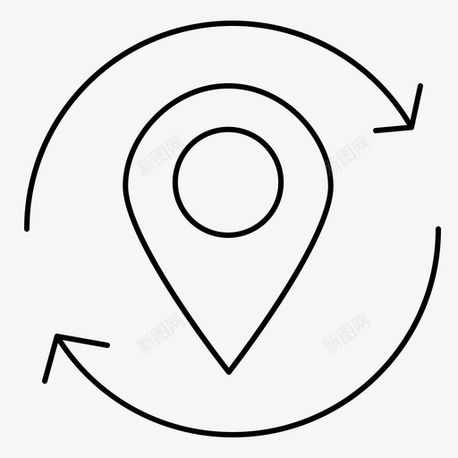 箭头位置地图图标svg_新图网 https://ixintu.com 位置 图钉 地图 标记 箭头 细线
