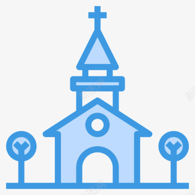 教堂城市元素48蓝色图标图标