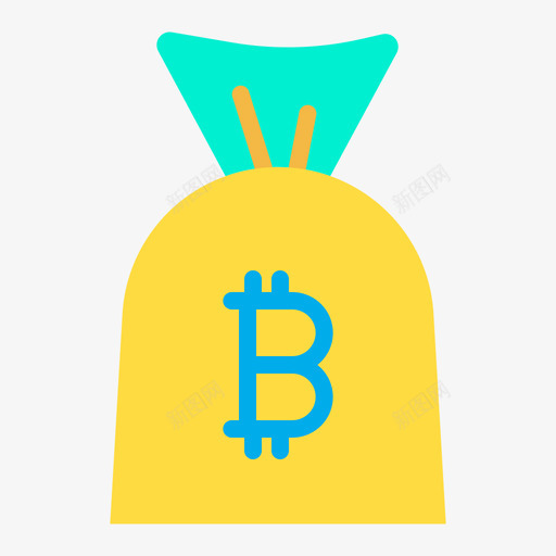 钱袋比特币100扁平图标svg_新图网 https://ixintu.com 扁平 比特 钱袋