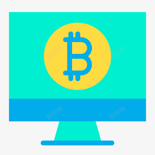 显示器比特币100扁平图标svg_新图网 https://ixintu.com 扁平 显示器 比特