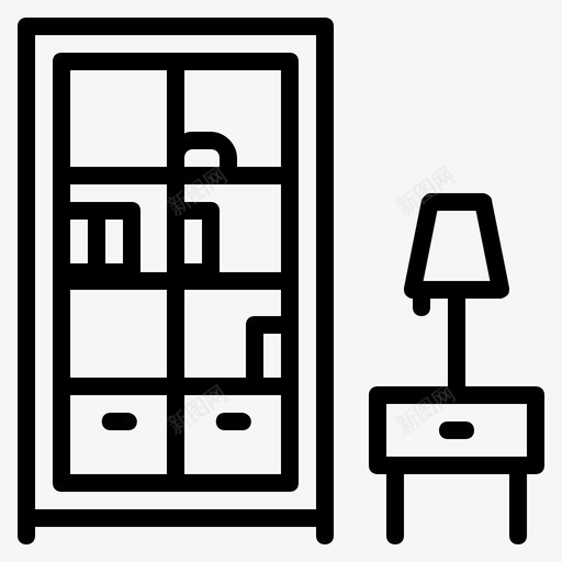 书柜橱柜家具图标svg_新图网 https://ixintu.com 书柜 内部 家具 家居 架子 橱柜