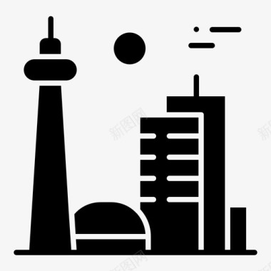 加拿大多伦多市著名城市建筑实心雕文图标图标