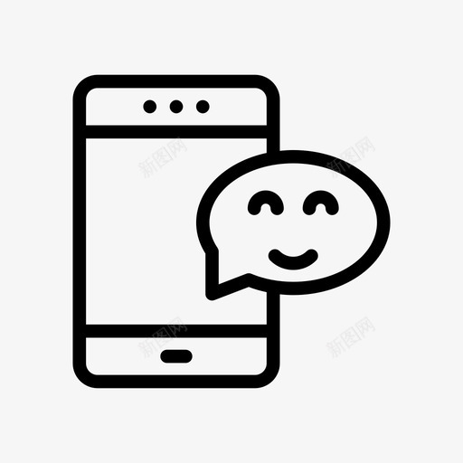 聊天泡泡消息图标svg_新图网 https://ixintu.com 手机 泡泡 消息 笑脸 网络通讯线路和字形图标 聊天
