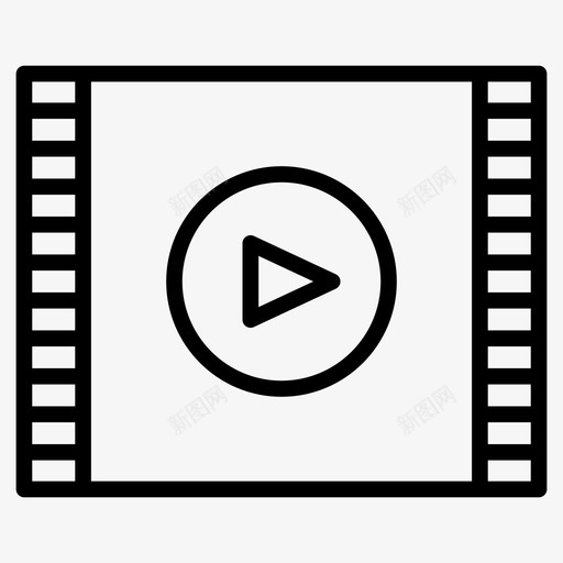 电影带电影播放图标svg_新图网 https://ixintu.com 图标 播放 播放器 方向 电影 线图 视频
