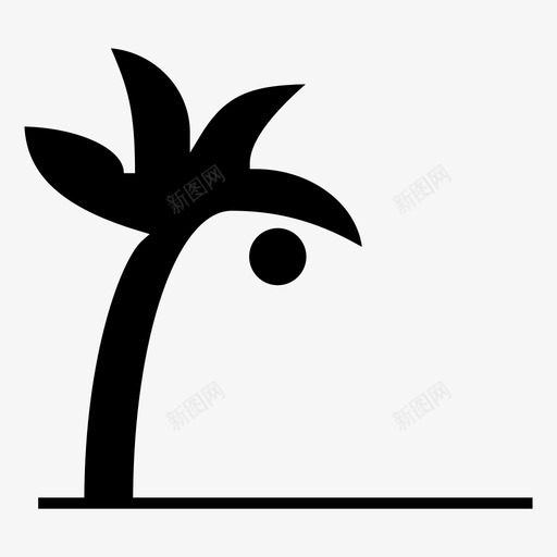 椰子树夏日黑暗图标svg_新图网 https://ixintu.com 夏日 椰子树 黑暗