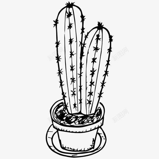 仙人掌室内植物素描图标svg_新图网 https://ixintu.com 仙人掌 室内植物 植物 素描