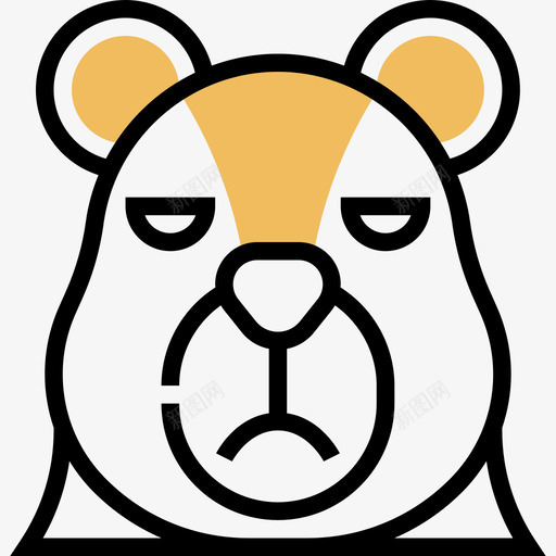 熊动物头5黄影图标svg_新图网 https://ixintu.com 动物 黄影