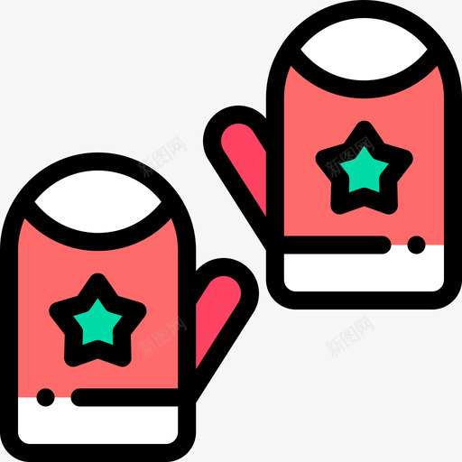 连指手套冬装9件线性颜色图标svg_新图网 https://ixintu.com 冬装9件 线性颜色 连指手套