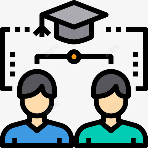毕业学历215线性颜色图标svg_新图网 https://ixintu.com 学历 毕业 线性 颜色