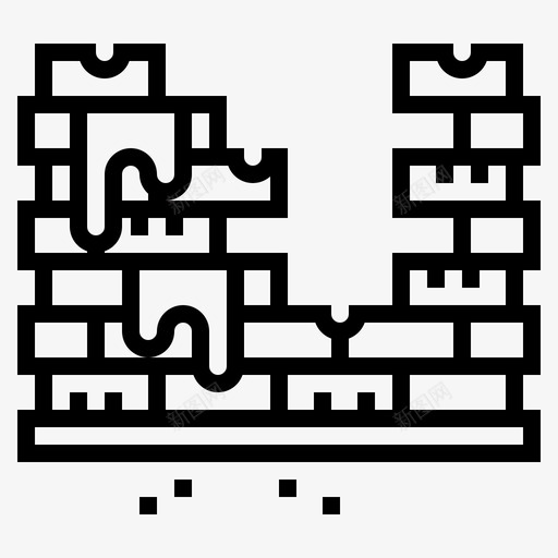 砖墙建筑游戏图标svg_新图网 https://ixintu.com 建筑 彩弹 游戏 石头 砖墙