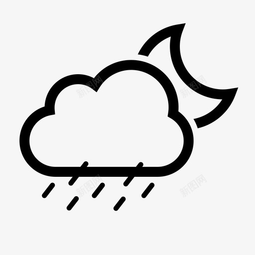 雨夜天气预报月亮图标svg_新图网 https://ixintu.com 天气 天气储存001线固体 天气预报 天空 月亮 雨夜
