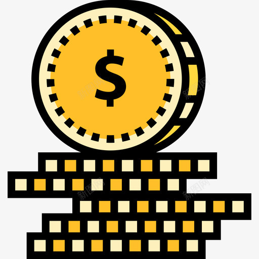 硬币银行55线颜色图标svg_新图网 https://ixintu.com 硬币 银行 颜色