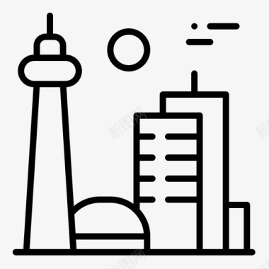 加拿大多伦多市著名城市加拿大建筑常规轮廓图标图标
