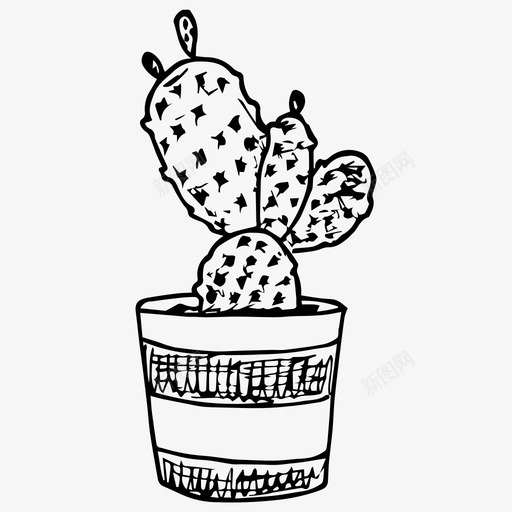 仙人掌室内植物素描图标svg_新图网 https://ixintu.com 仙人掌 室内 植物 素描