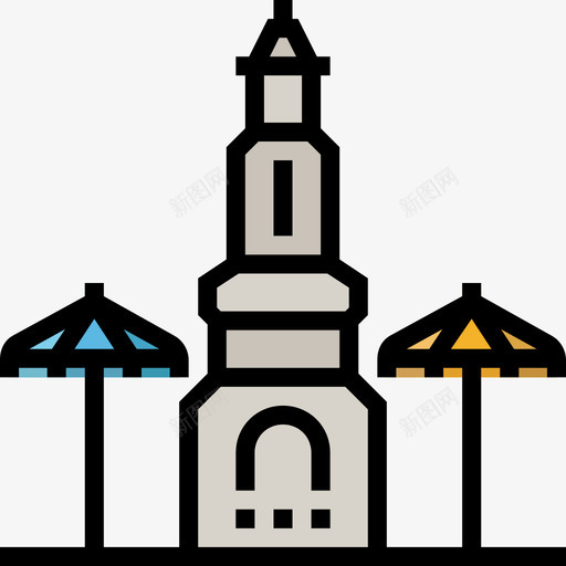 市场曼谷标志和地标4线颜色图标svg_新图网 https://ixintu.com 市场 曼谷标志和地标4 线颜色