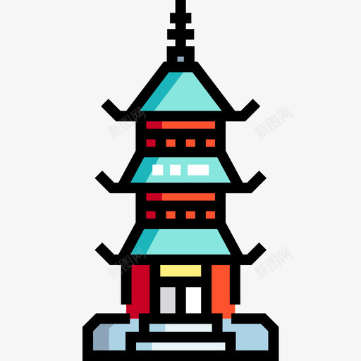 宝塔日本32线状颜色图标svg_新图网 https://ixintu.com 宝塔 日本 线状 颜色