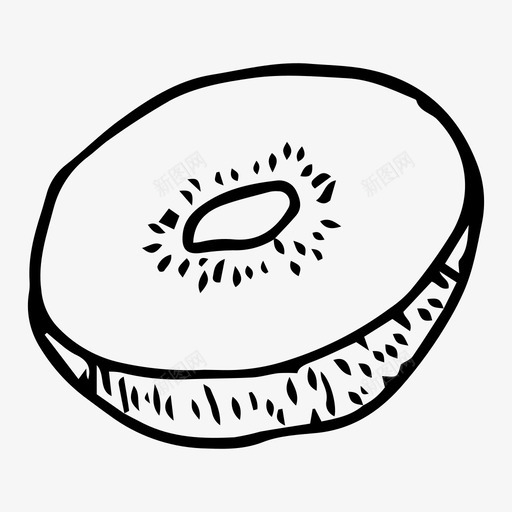 猕猴桃水果素描图标svg_新图网 https://ixintu.com 水果 猕猴桃 素描