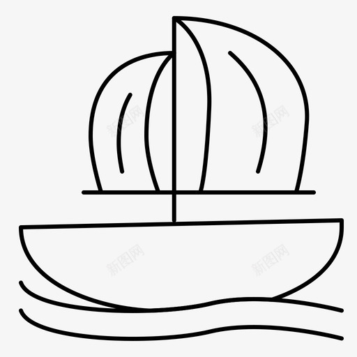 海滩小船帆船图标svg_新图网 https://ixintu.com 小船 帆船 海滩 海滩细线 船