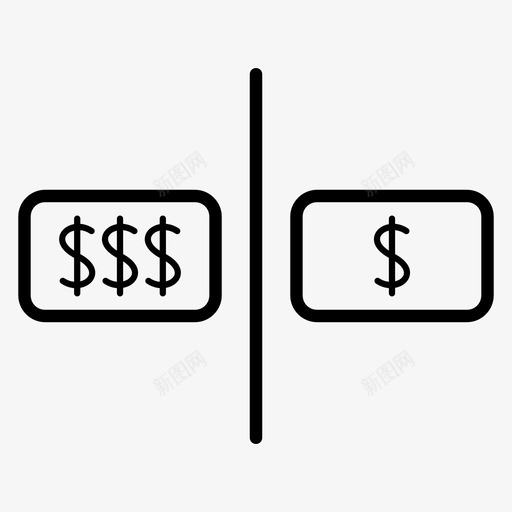 贵与便宜美元钱图标svg_新图网 https://ixintu.com 产品 美元 贵与便宜 钱