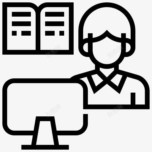 在线学习课程教育图标svg_新图网 https://ixintu.com 在线学习 在线教育 教育 知识 课程