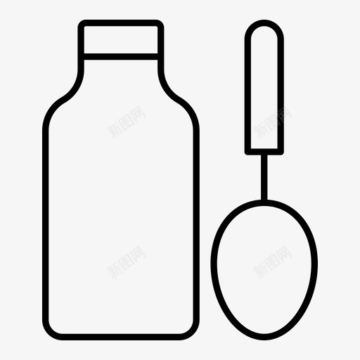 糖浆瓶子剂量图标svg_新图网 https://ixintu.com 健康 健身 剂量 勺子 医疗 图标 瓶子 糖浆 线图 药物
