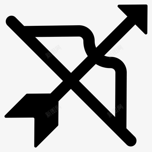射箭弓和箭游戏图标svg_新图网 https://ixintu.com 图标 射箭 游戏 狩猎 运动 雕文