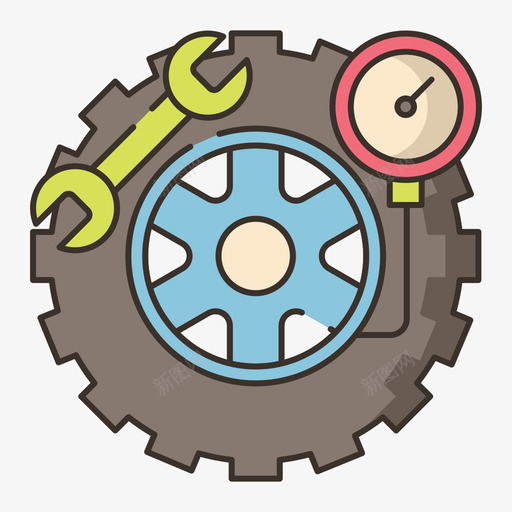轮胎洗车机2线性颜色图标svg_新图网 https://ixintu.com 洗车机 线性 轮胎 颜色