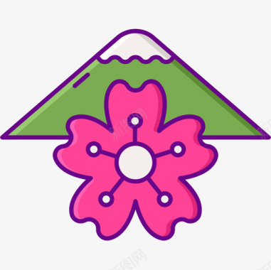富士山樱花节线色图标图标