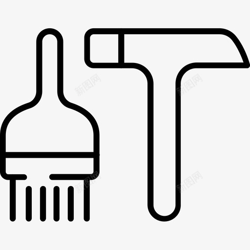 工具刷子锤子图标svg_新图网 https://ixintu.com 刷子 历史 工具 耙子 锄头 锤子