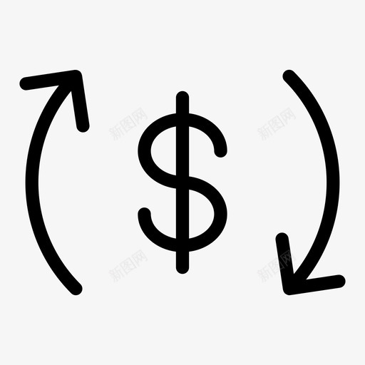 转账货币美元图标svg_新图网 https://ixintu.com 业务管理 图标 汇兑 美元 财务 货币 转账