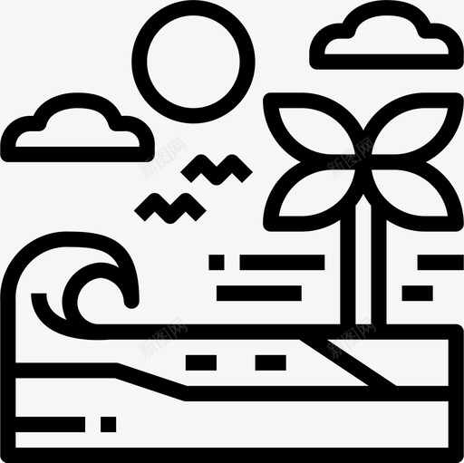 夏威夷海滩15号直线型图标svg_新图网 https://ixintu.com 15号 夏威夷 海滩 直线 线型