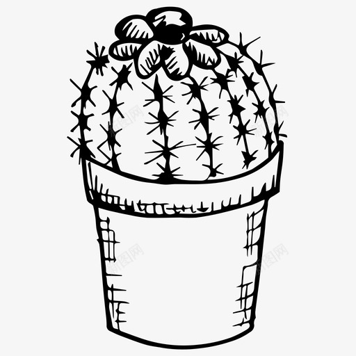 仙人掌室内植物素描图标svg_新图网 https://ixintu.com 仙人掌 室内 植物 素描