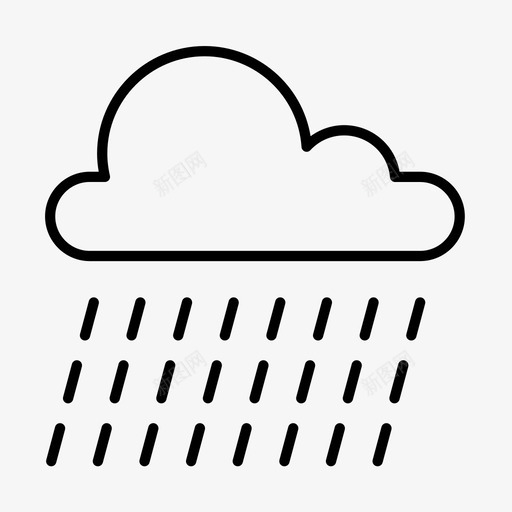 雨天多云小雨图标svg_新图网 https://ixintu.com 多云 天气 小雨 轮廓 雨伞 雨天