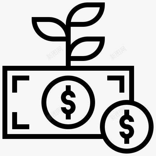 利润现金增长图标svg_新图网 https://ixintu.com 公司结构线 利润 增长 现金 资金