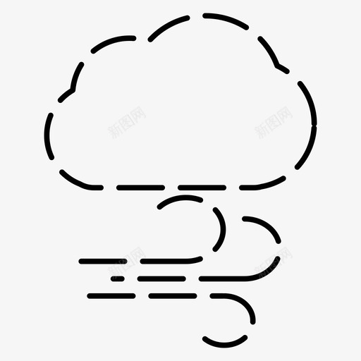 风多云天气图标svg_新图网 https://ixintu.com 图标 多云 天气 虚线