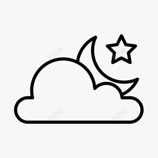 多云的夜晚黑暗月亮图标svg_新图网 https://ixintu.com 云月 云的 多云 夜晚 天气 星星 月亮 轮廓 黑暗