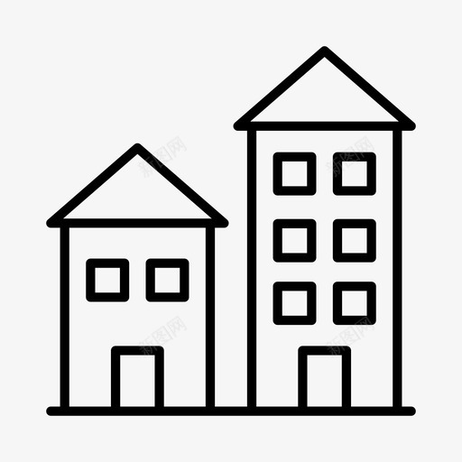 房屋建筑物城镇图标svg_新图网 https://ixintu.com 城镇 建筑物 房屋 村庄