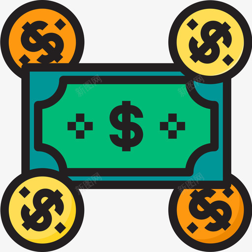 线性货币6彩色图标svg_新图网 https://ixintu.com 6彩色 线性货币
