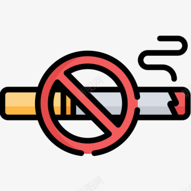 禁止吸烟世界癌症意识日第10天线性颜色图标图标