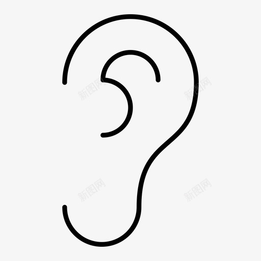 耳朵身体听觉图标svg_新图网 https://ixintu.com 健康 健身 听觉 器官 图标 线图 耳朵 身体