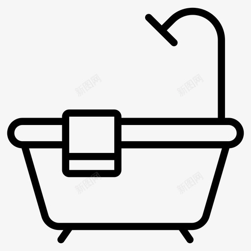浴缸浴室淋浴器图标svg_新图网 https://ixintu.com 塔 家用 浴室 浴缸 淋浴器 设备和电器线图标