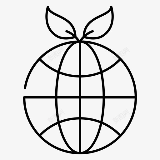 绿色地球生态图标svg_新图网 https://ixintu.com 世界 图标 地球 树叶 生态 线图 绿色 自然