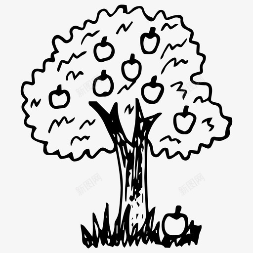 苹果树苹果花园图标svg_新图网 https://ixintu.com 手绘 花园 苹果 苹果树