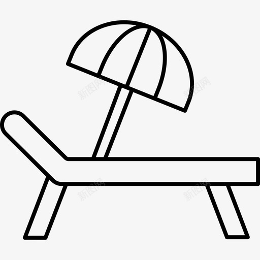 甲板海滩长凳图标svg_新图网 https://ixintu.com 假日 假日系列细节图标 海滩 甲板 长凳 雨伞