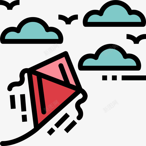 风筝玩具童年2线性颜色图标svg_新图网 https://ixintu.com 玩具 童年 线性 颜色 风筝
