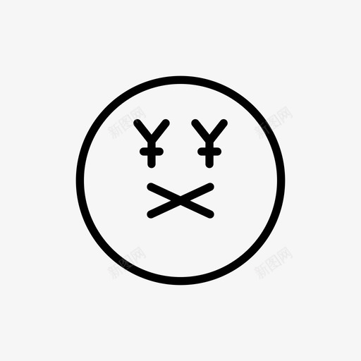表情脸钱图标svg_新图网 https://ixintu.com 呕吐 哑巴 脸 表情 表情线 钱